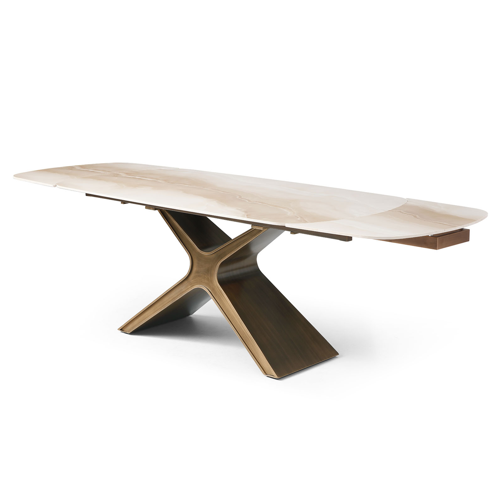 Стол раскладной Charlotta 180-260, бежевая керамика/бронза